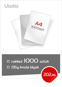 promocja! Druk ulotek A4 1000szt papier:135g kreda błysk