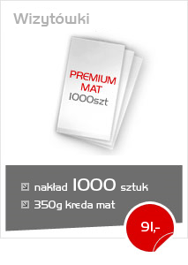 promocja! Druk wizytówek PREMIUM MAT 1000szt papier:350g kreda mat