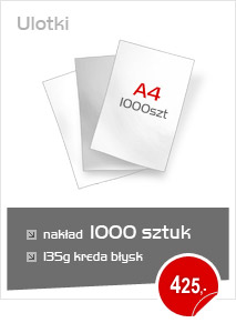 promocja! Druk ulotek A4 1000szt papier:135g kreda błysk