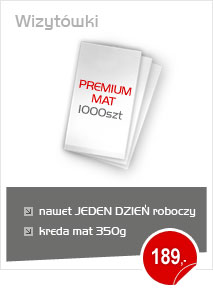 promocja! Druk wizytówek PREMIUM MAT 1000szt papier:350g kreda mat